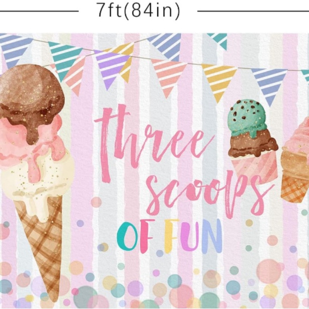Three scoops of fun ice cream birthday banner - Picture 2 of 3
